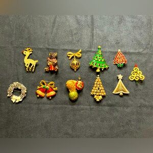 Antique holiday brooches